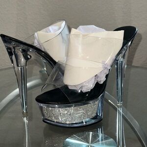 Elegant Black and Silver Platform Heels